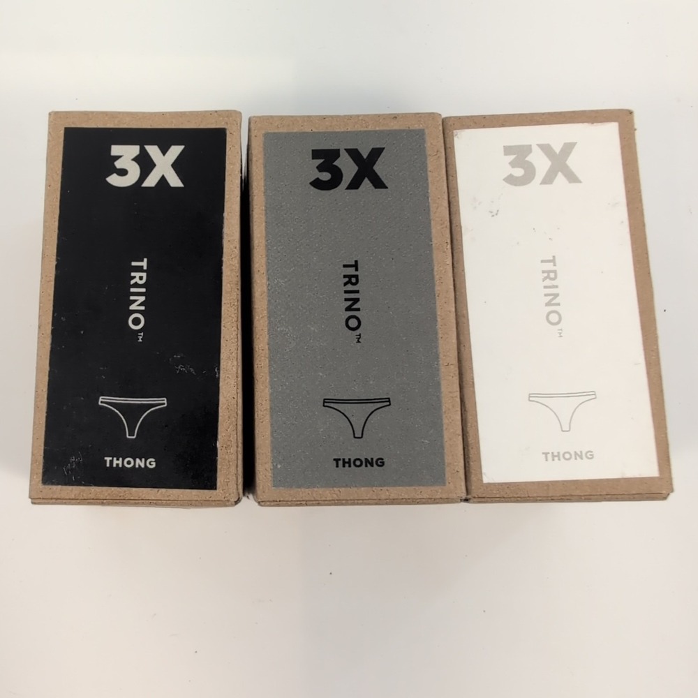 Lot of 3 NEW Allbirds Trino Thong Underwear‎ Nimbus Raincloud Boulder Womens 3X